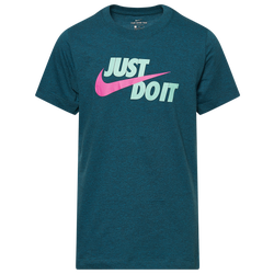 Boys' Grade School - Nike JDI Hybrid T-Shirt - Midnight Turquoise/Heather/Fire Pink