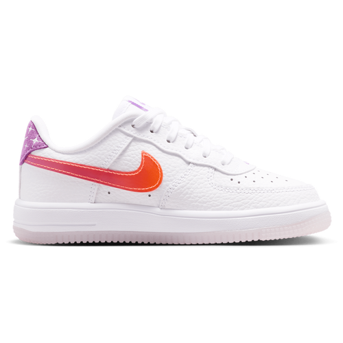 BOYS - Nike Force 1 Low BB Lace - White/Bright Violet Turf Orange