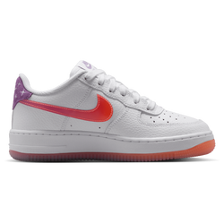 Boys' Grade School - Nike Air Force 1 BB - White/Bright Violet/Turf Orange