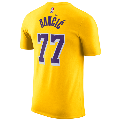 Nike Mens Luka Doncic Nike Lakers Name & Number T-Shirt - Mens Yellow Size S