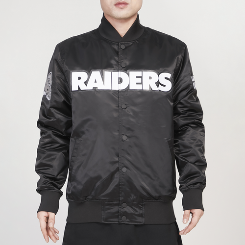 Pro Standard Mens  Raiders Big Logo Satin Jacket In Black
