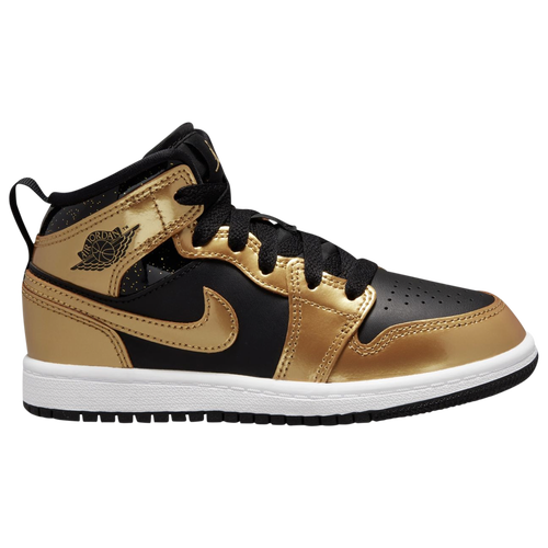 

Boys Preschool Jordan Jordan AJ 1 Mid SE - Boys' Preschool Shoe Black/Gold/White Size 11.0