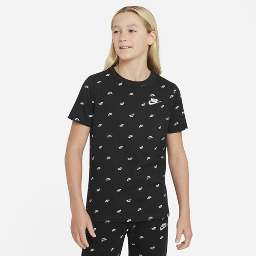 

Boys Nike Nike Swoosh AOP T-Shirt - Boys' Grade School Black/White Size L
