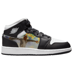 Boys' Grade School - Nike Air Jordan 1 Mid - Black/Emerald/University Red