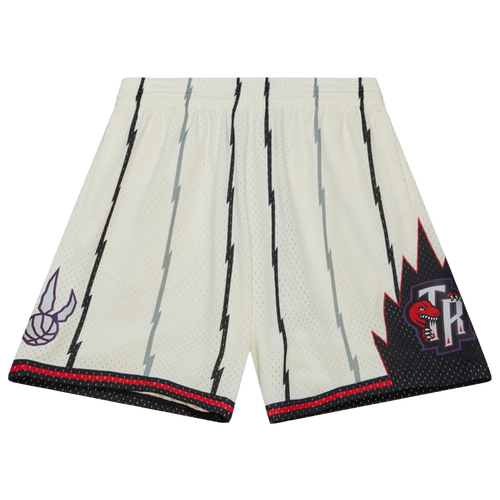 MITCHELL & NESS MENS TORONTO RAPTORS MITCHELL & NESS RAPTORS CREAM SHORTS