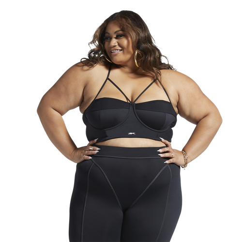 

Reebok Womens Reebok Cardi Plus-Size Bralette - Womens Black/White