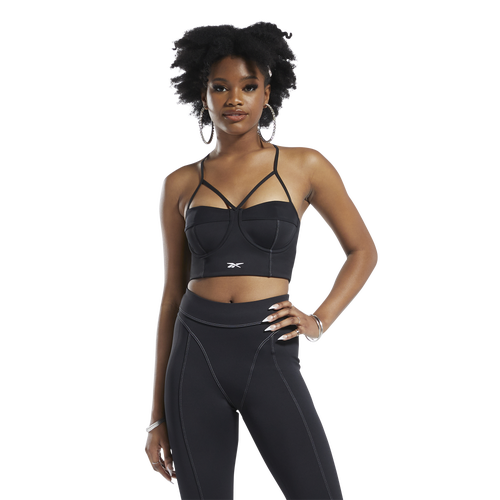 

Reebok Womens Reebok Cardi Bralette - Womens Black/White Size M