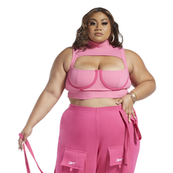 Women's - Reebok Plus Size Cardi Crop Top - Pink