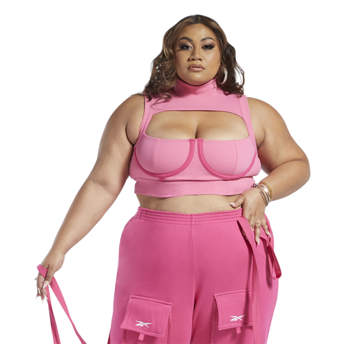 

Reebok Womens Reebok Plus Size Cardi Crop Top - Womens Pink