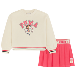 Girls' Toddler - PUMA X Gabby's Dollhouse Flc Crew Skirt Set - Red/Tan Combo