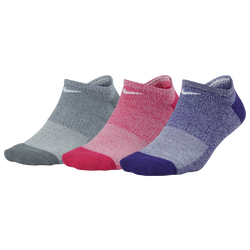 Women's - Nike 3 Pk Performance Cushioned No-Show Socks - Pink/Grey/Purple