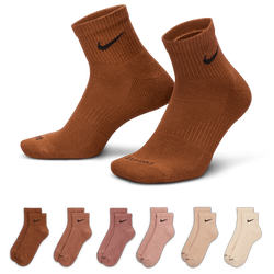 Youth - Nike Everyday Plush Cushioned 6 Pack Ankle Socks - Multi/Tan