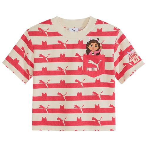 Shop Puma Girls   X Gabby's Dollhouse S/s Aop T-shirt In Pink Combo/tan