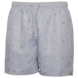 Men's - Nike Breaker Volley 7" Lux Letter Embroidered Shorts - Wolf Grey/Grey