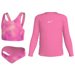 Girls' Preschool - Nike Long Sleeve Hydroguard Midkini Set - Pink Glow/White
