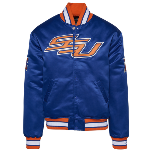 

Campus Remix Mens Campus Remix Savannah State University Satin Jacket - Mens Blue/Orange Size M