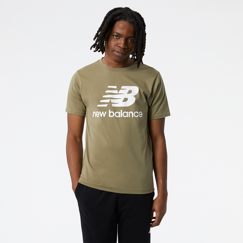 

New Balance Mens New Balance Essential Stacked Logo T-Shirt - Mens Green/White Size S