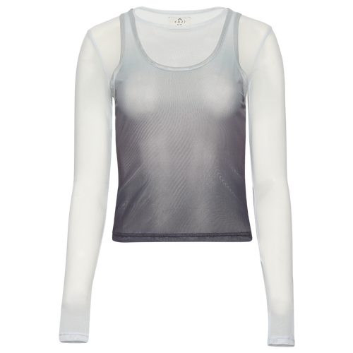  - Cozi Long Sleeve Layered Mesh Top - Ancient Water