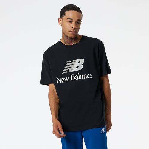 

New Balance Mens New Balance Essential Stacked Logo T-Shirt - Mens Black/White Size S