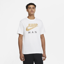 Men's - Jordan Jumpman Script T-Shirt - White/Metallic Gold/Black