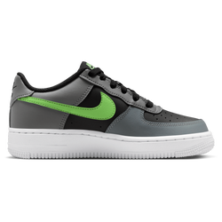 Boys' Grade School - Nike Air Force 1 Low - Black/Lime Blast/Smoke Grey
