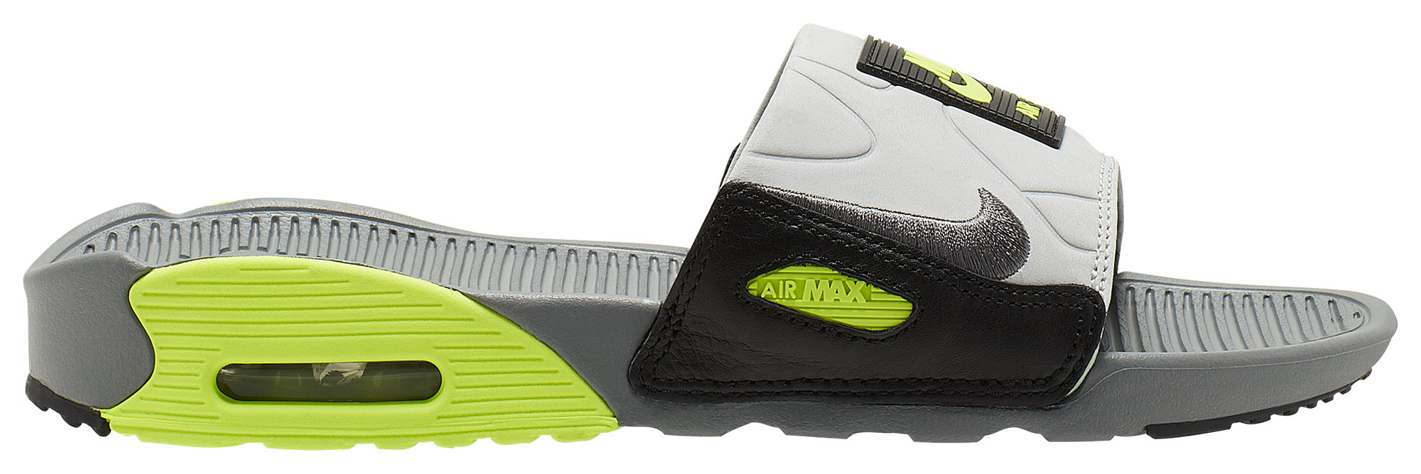 green nike slides with gold check