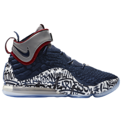 Boys' Grade School - Nike LeBron 17 - Midnight Navy/White/Crimson 