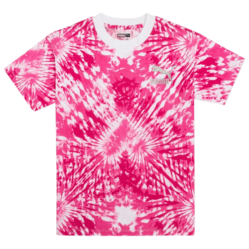 

Girls PUMA PUMA Valentine's Day Tie Dye T-Shirt - Girls' Grade School Pink/White Size L
