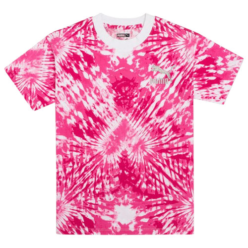 

PUMA Girls PUMA Valentines Day Tie Dye T-Shirt - Girls' Grade School Pink/White Size L