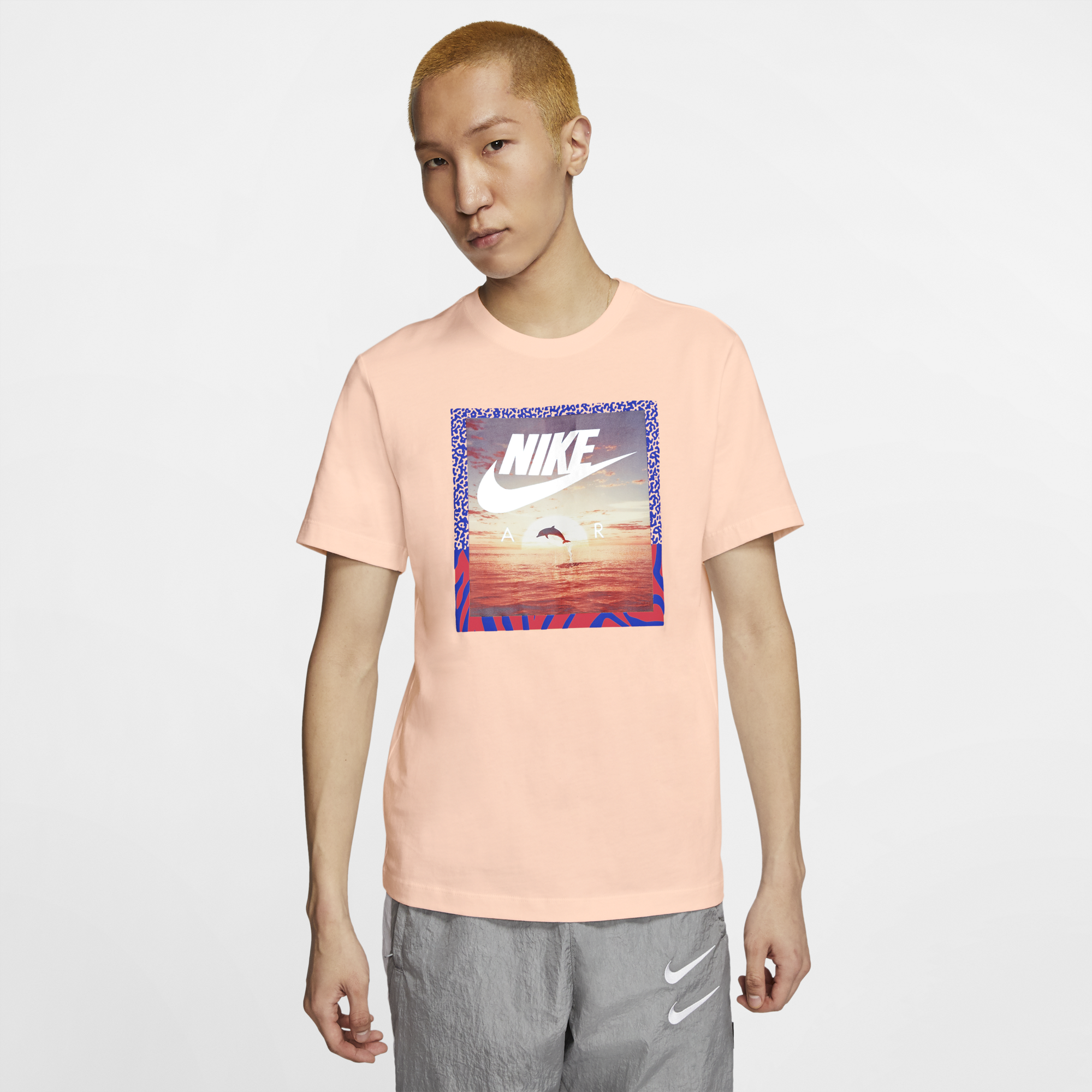 purple and aqua nike shirt