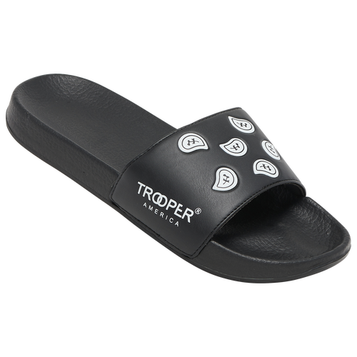 

Trooper America Mens Trooper America Rubber Slide - Mens Shoes Black/White Size 10.0