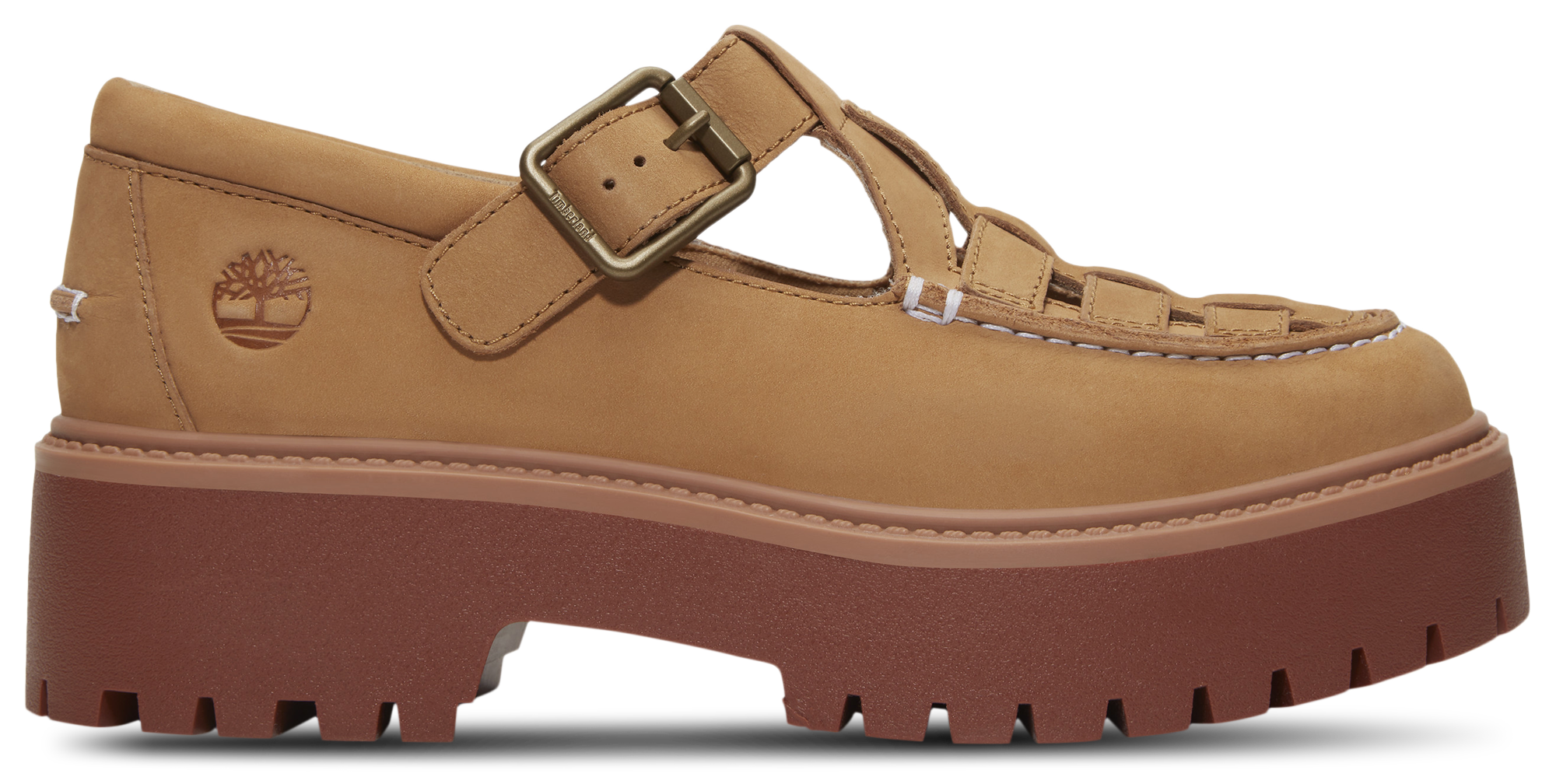 Timberland W's STONE STREET BUCKLE NATURAL NUBUCK 国内発送 Women's Stone Street Platform Buckle Shoe
