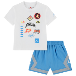 Boys' Toddler - Jordan Dynasty Patch T-Shirt Shorts Set - White/University Blue