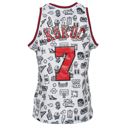 

Mitchell & Ness Mens Chicago Bulls Mitchell & Ness Bulls Doodle Jersey - Mens White/Black Size S