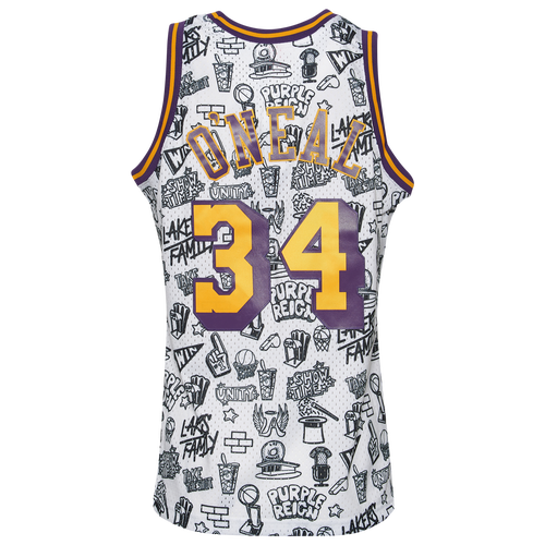 

Los Angeles Lakers Mitchell & Ness Lakers Doodle Jersey - Mens White/Black Size XL