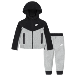 Boys' Toddler - Nike Tech Fleece Hooded Full-Zip Set - Black/Dark Grey Heather