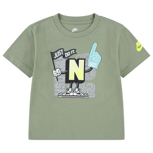 Shop Nike Boys   Step Up Your Game Short Sleeve T-shirt In Oil Green/white