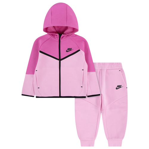 GIRLS - Nike Tech Fleece Full Zip Set - Playful Pink/Rise