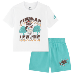 Boys' Toddler - Nike NSW Sundae League Short Set - White/Bleached Turquoise