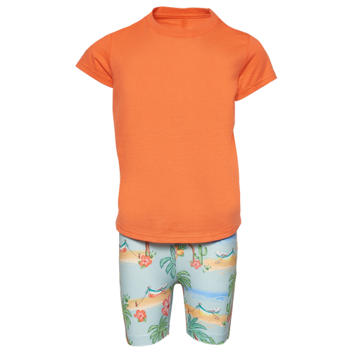 

Girls Preschool LCKR LCKR Curved Hem Tee & Short Set - Girls' Preschool Persimmion/Orange Size 7