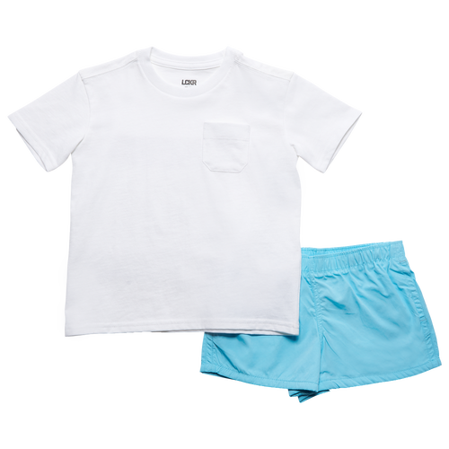 

Boys LCKR LCKR Sunnyside T-Shirt and Short Set - Boys' Toddler White/Blue Size 4T
