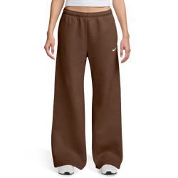 Women's - Nike Studio Fleece Wide Leg Pant - Cacao/Sail