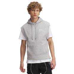 Men's - Under Armour Icon Fleece Sleeveless Hoodie - White/Mod Gray