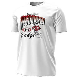 Men's - Under Armour Wisconsin Arch Logo Performance SS T-Shirt - White