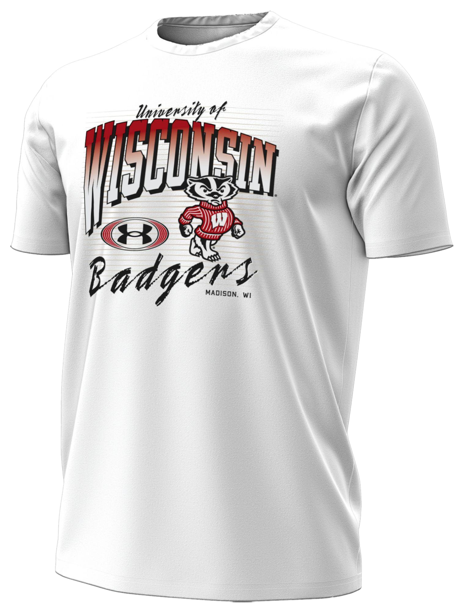Under Armour Wisconsin Arch Logo Performance SS T-Shirt - Men's