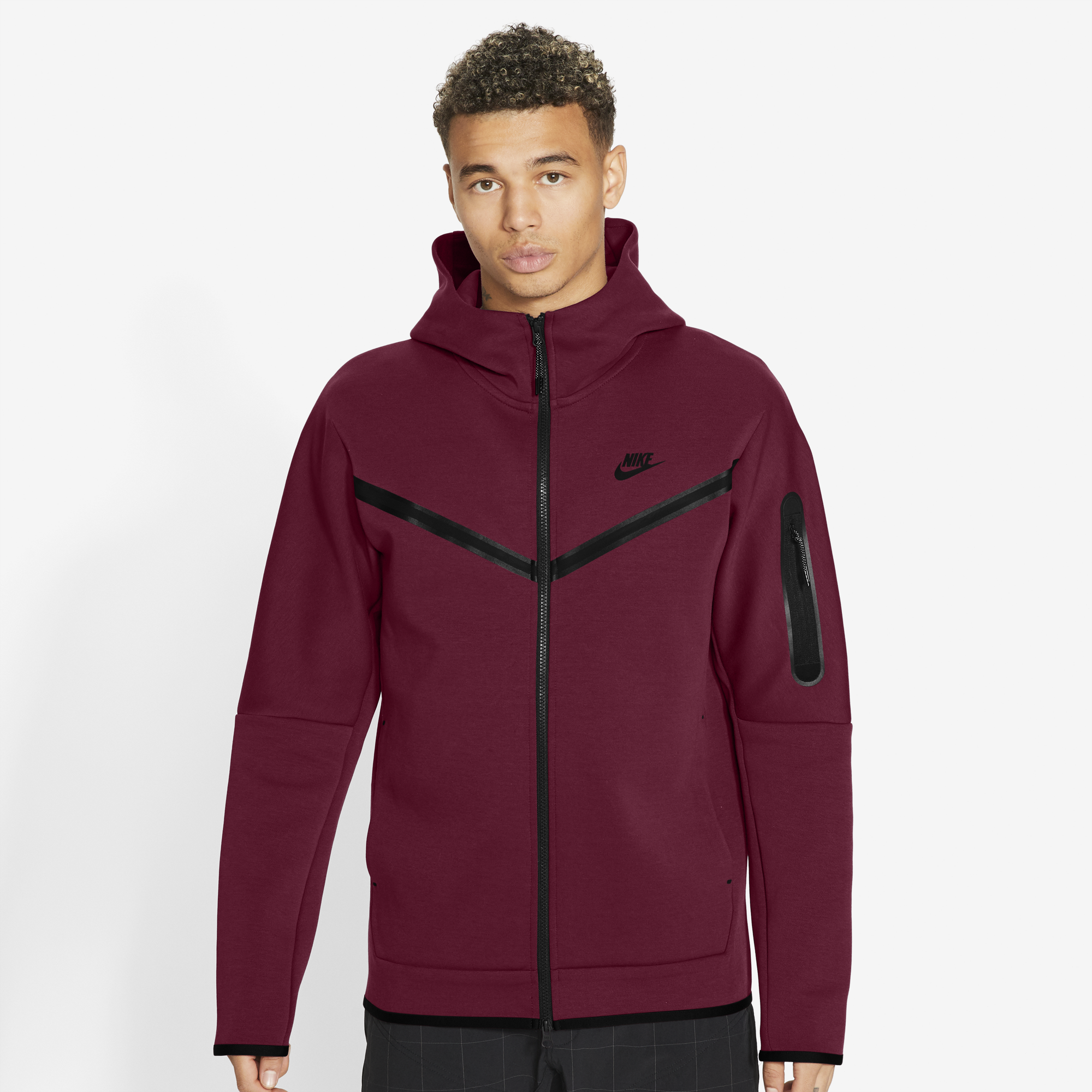burgundy nike tech hoodie