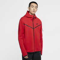 Men's - Nike Tech Fleece Full-Zip Hoodie - University Red/Black