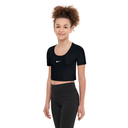 Women's - Nike Essential Short Sleeve Crop Top - Black/White