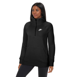 Women's - Nike Essential Quarter-Zip Fleece Hoodie - Black/White