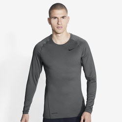 Men's - Nike Pro Warm Compression L/S Crew Top - Iron Grey/Black